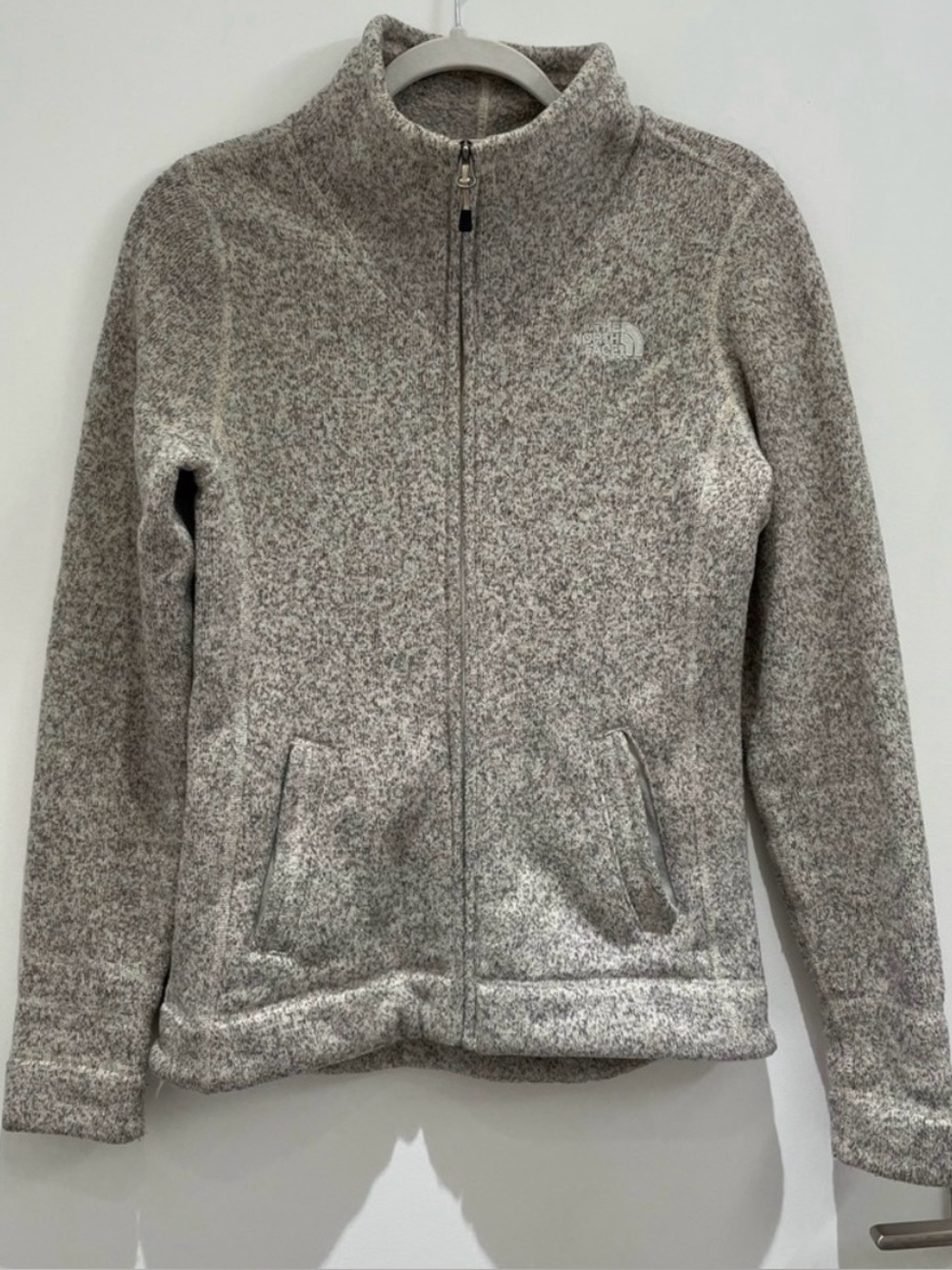 The North Face Womens Small Crescent Full Zip Up Jacket Sweater Knit Fleece Cozy